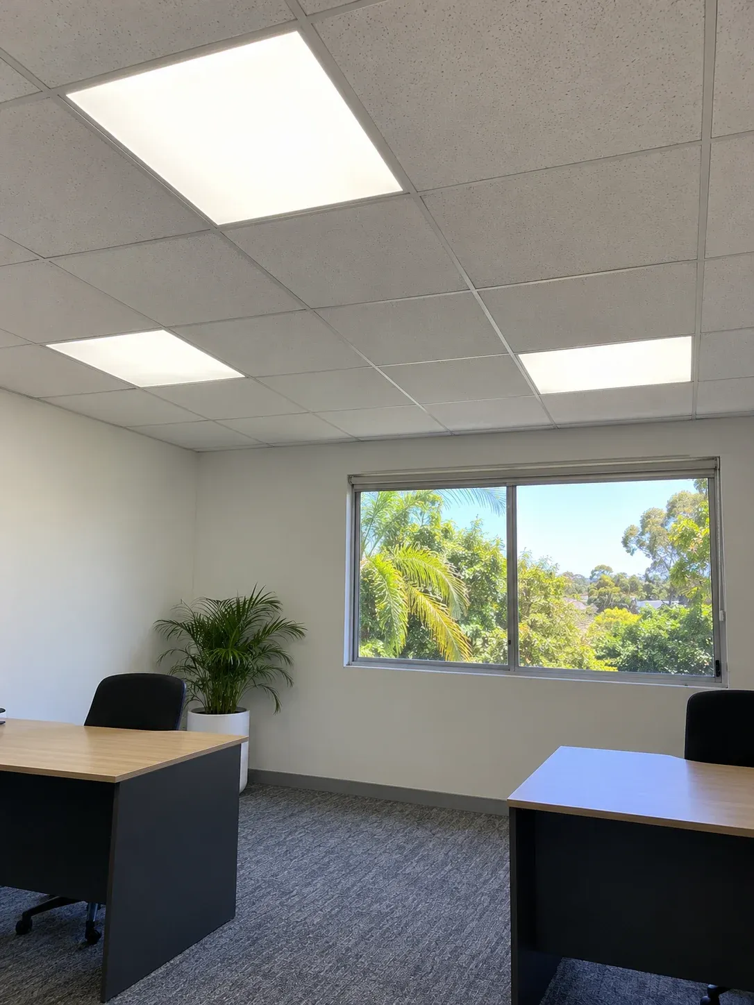 LED panel lighting in a small office